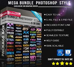 60个金属质感的PS图层样式合集：Mega Bundle Photoshop Style